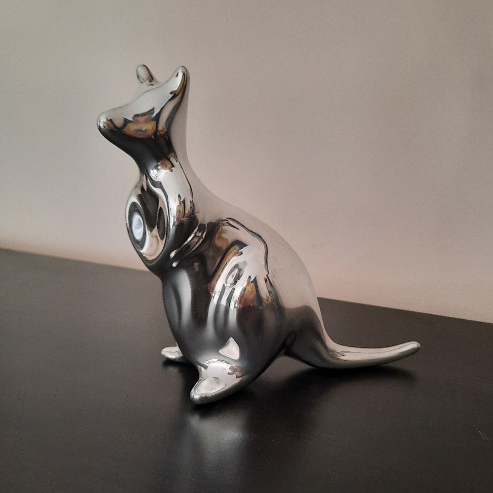 Vintage Hoselton Polished Aluminum Sculpture Kangaroo RARE